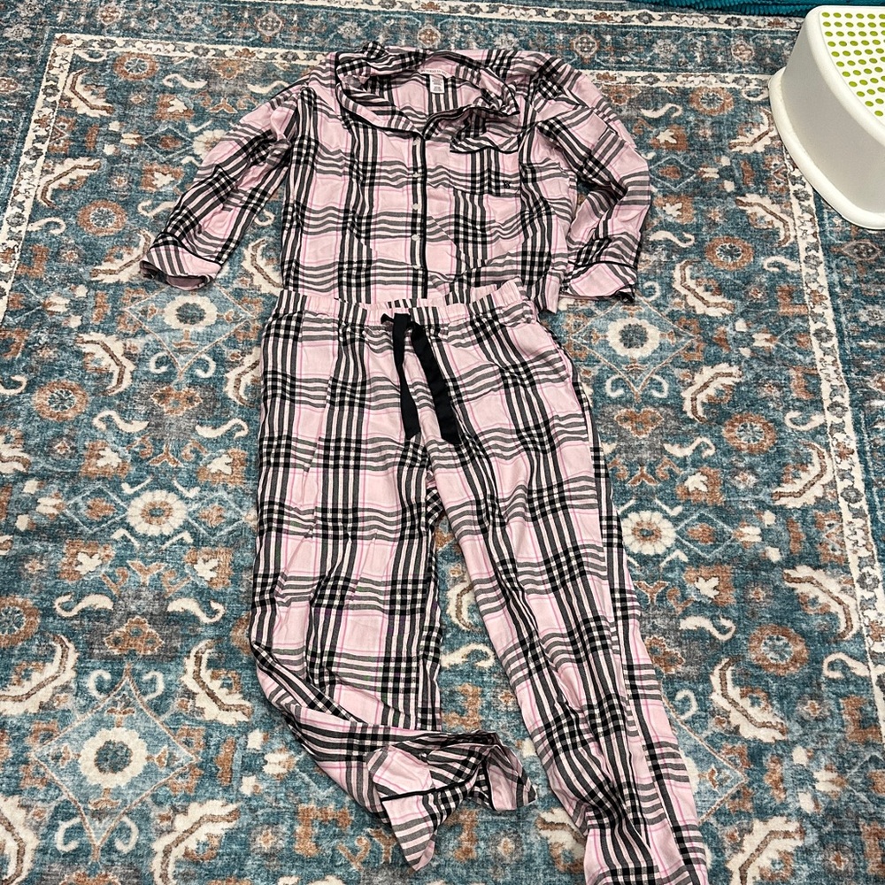 Victoria's Secret Flannel Pajama Set with tie front pants and side pockets